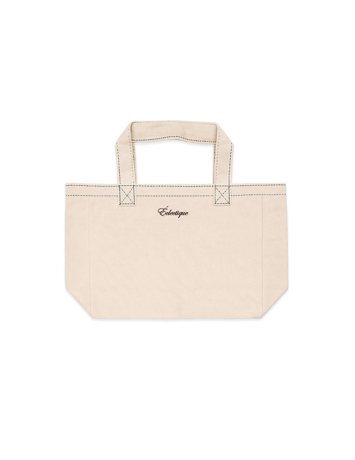 front flat lay of natural canvas tote bag Éclectique