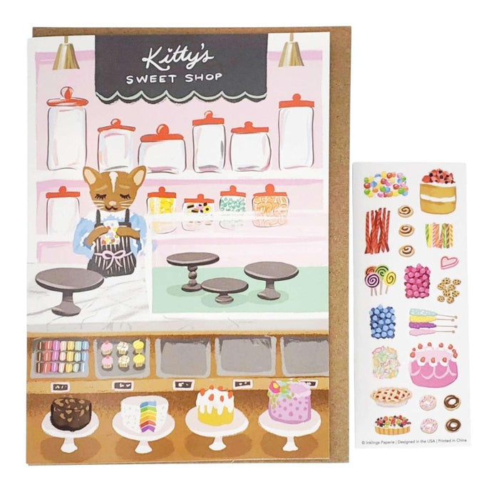 Card - All Occasion - Sweet Shop Sticker Scene by Inklings Paperie