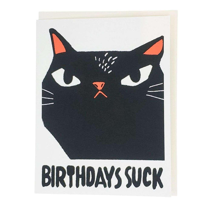Card - Birthday - Black Cat (Birthdays Suck) by Kayan Pepper Co.