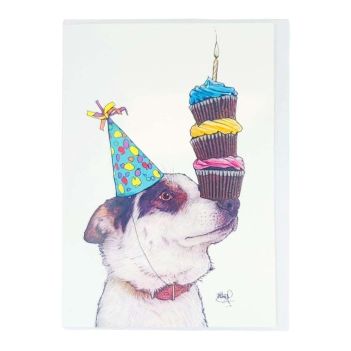 Card - Birthday - Dog Cupcake Stack (Balanced Birthday) by Shawn Braley