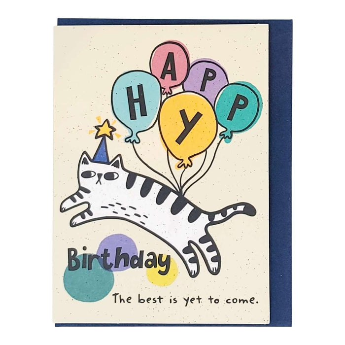 Card - Birthday - Leaping Party Cat by Shang Daili