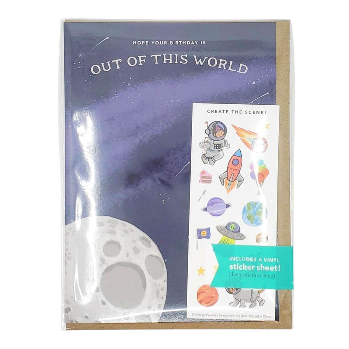 Card - Birthday - Outer Space Sticker Scene by Inklings Paperie
