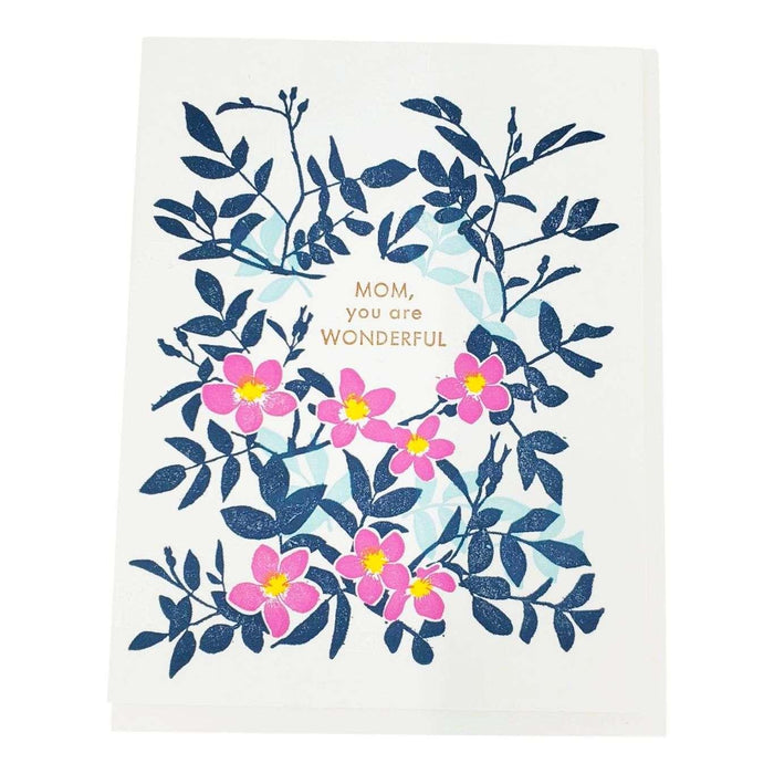 Card - Mother's Day - Mom You are Wonderful (Pink Flowers) by Ilee Papergoods