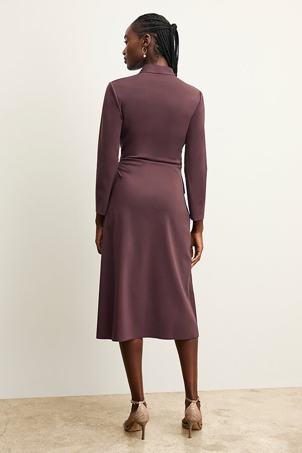 back image of a woman wearing the carly dress in grape | Exclude