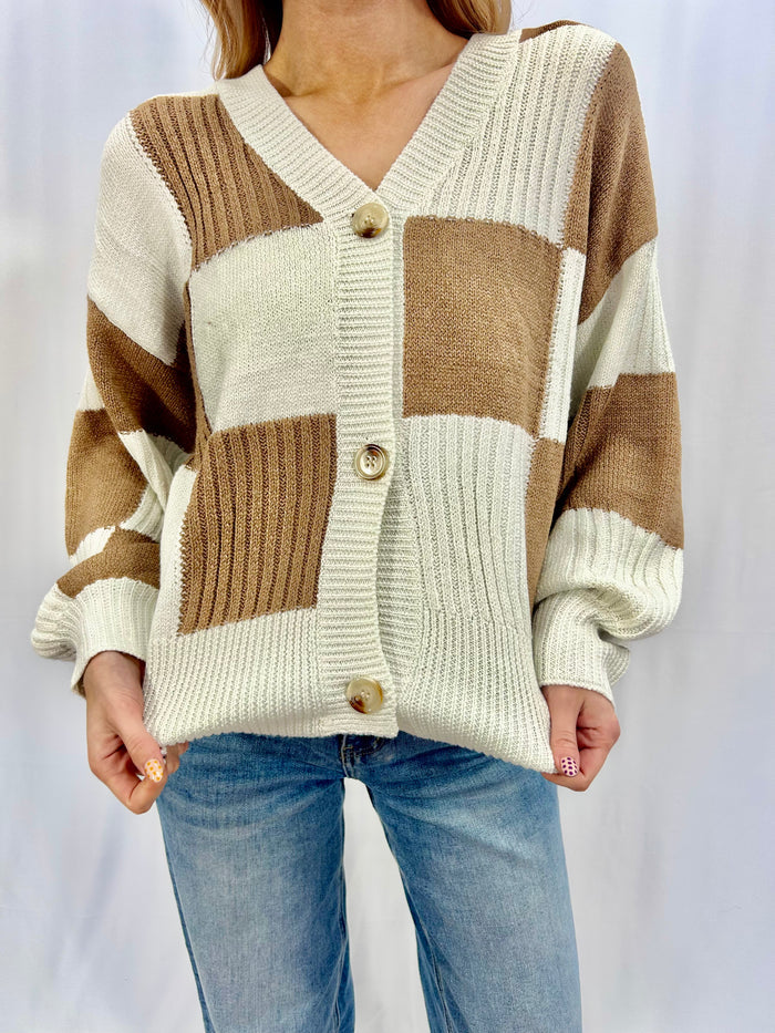 Checkered Button-Up Sweater