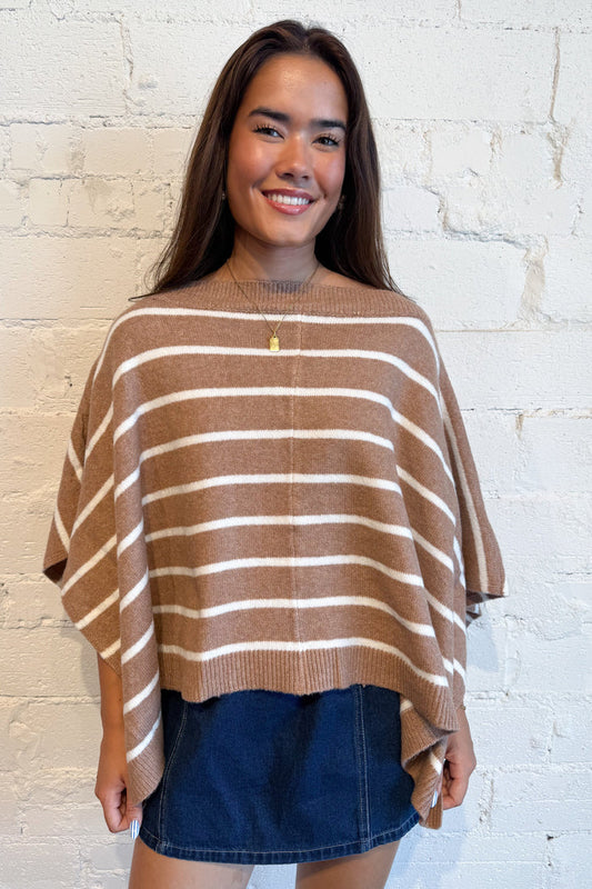 Chestnut Knit Poncho Sweater, adeline boutique, dallas boutique, boutique