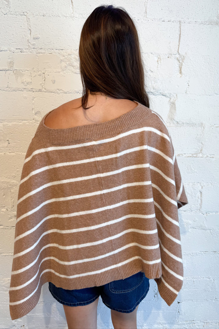 Chestnut Knit Poncho Sweater Back, adeline boutique, dallas boutique, boutique