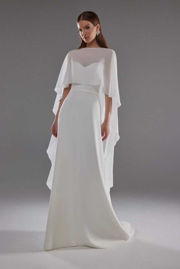 Chiffon Bridal Cape Emm | Bridal Cover Up | White Sheer Wedding Topper