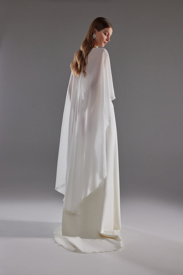 Chiffon Bridal Cape Emm | Bridal Cover Up | White Sheer Wedding Topper