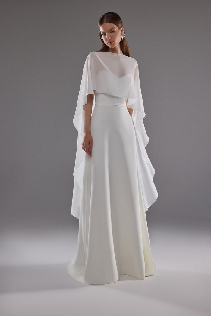 Chiffon Bridal Cape Emm | Bridal Cover Up | White Sheer Wedding Topper