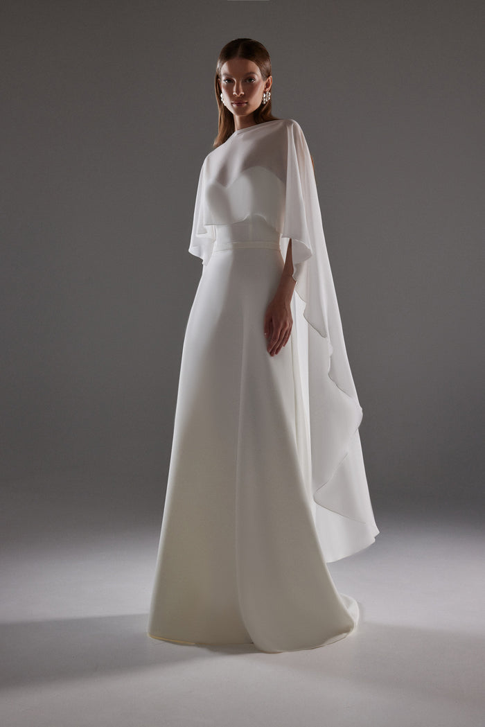 Chiffon Bridal Cape Emm | Bridal Cover Up | White Sheer Wedding Topper