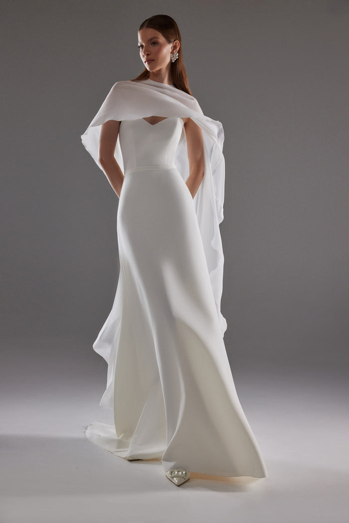 Chiffon Bridal Cape Emm | Bridal Cover Up | White Sheer Wedding Topper