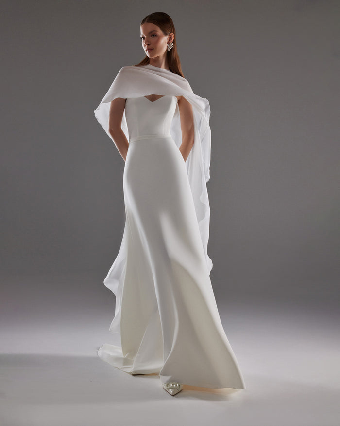 Chiffon Bridal Cape Emm | Bridal Cover Up | White Sheer Wedding Topper