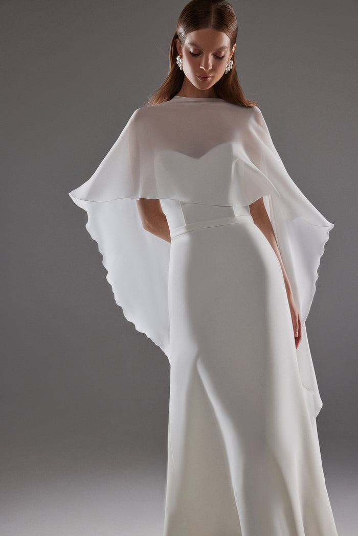 Chiffon Bridal Cape Emm | Bridal Cover Up | White Sheer Wedding Topper