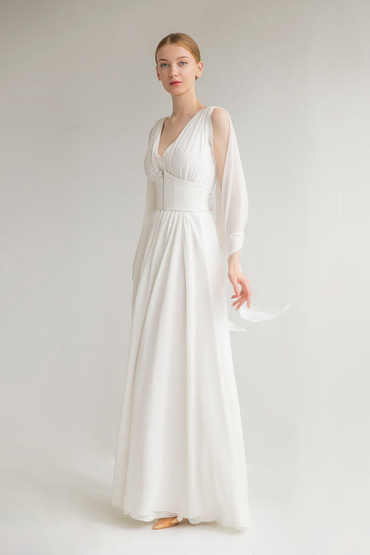 Chiffon Open Back Wedding Dress Joan