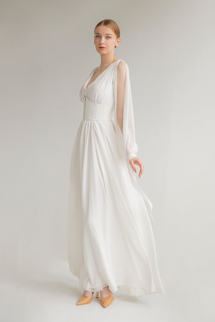 Chiffon Open Back Wedding Dress Joan