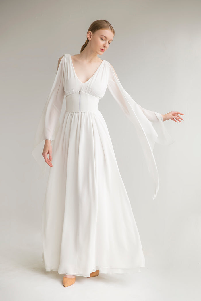 Chiffon Open Back Wedding Dress Joan