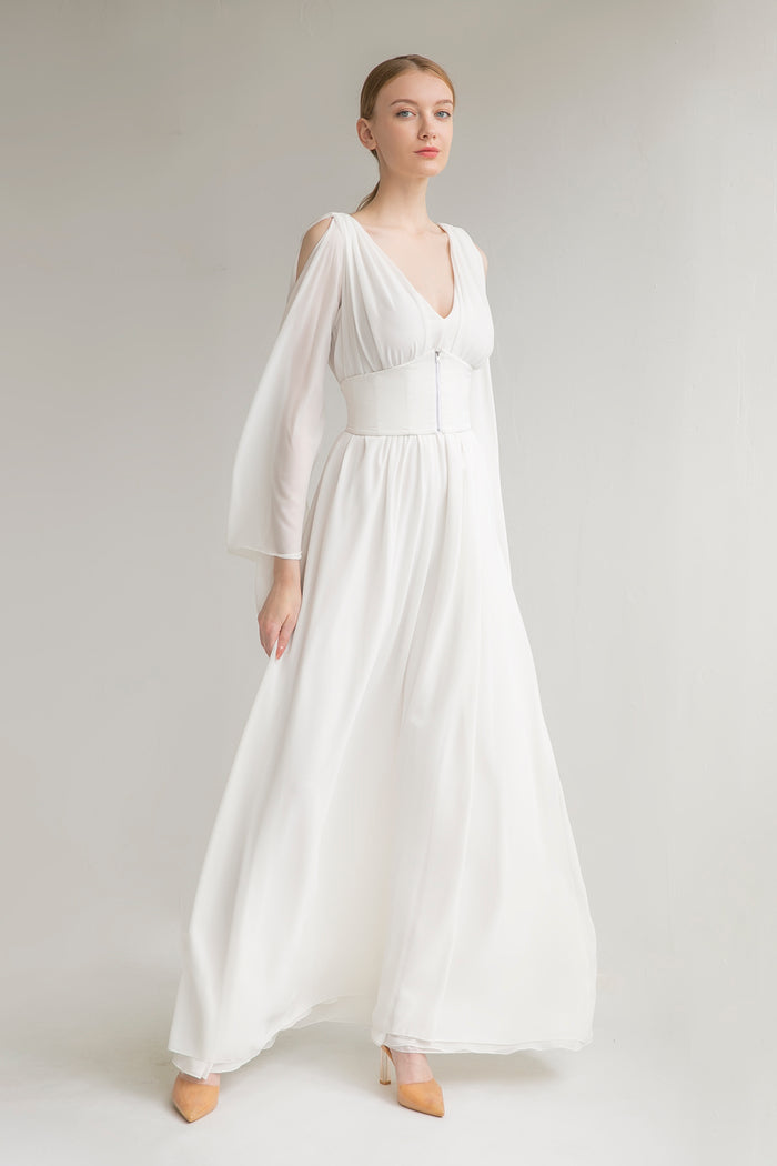 Chiffon Open Back Wedding Dress Joan