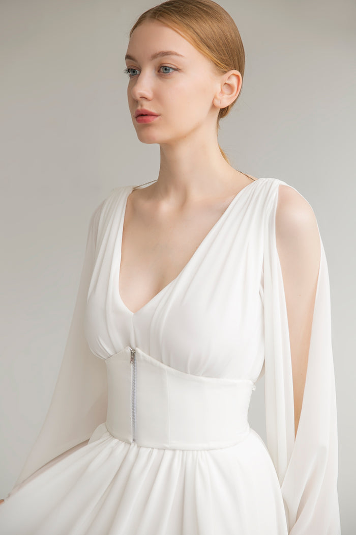 Chiffon Open Back Wedding Dress Joan