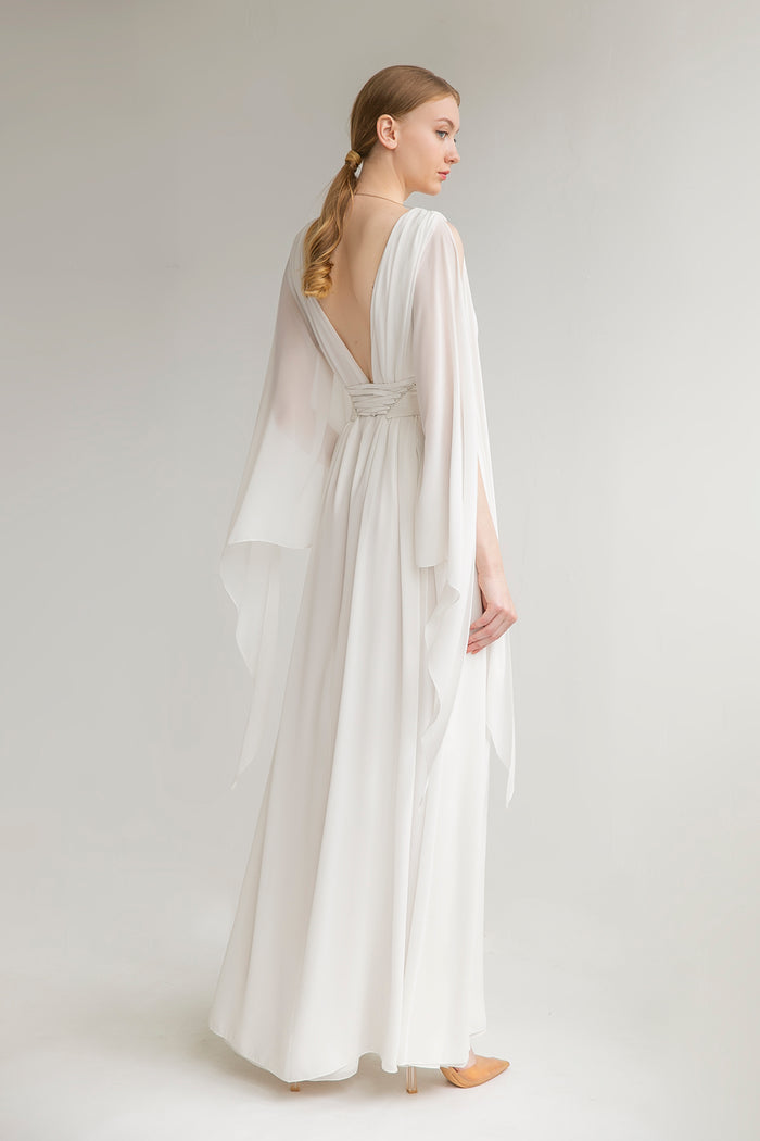Chiffon Open Back Wedding Dress Joan