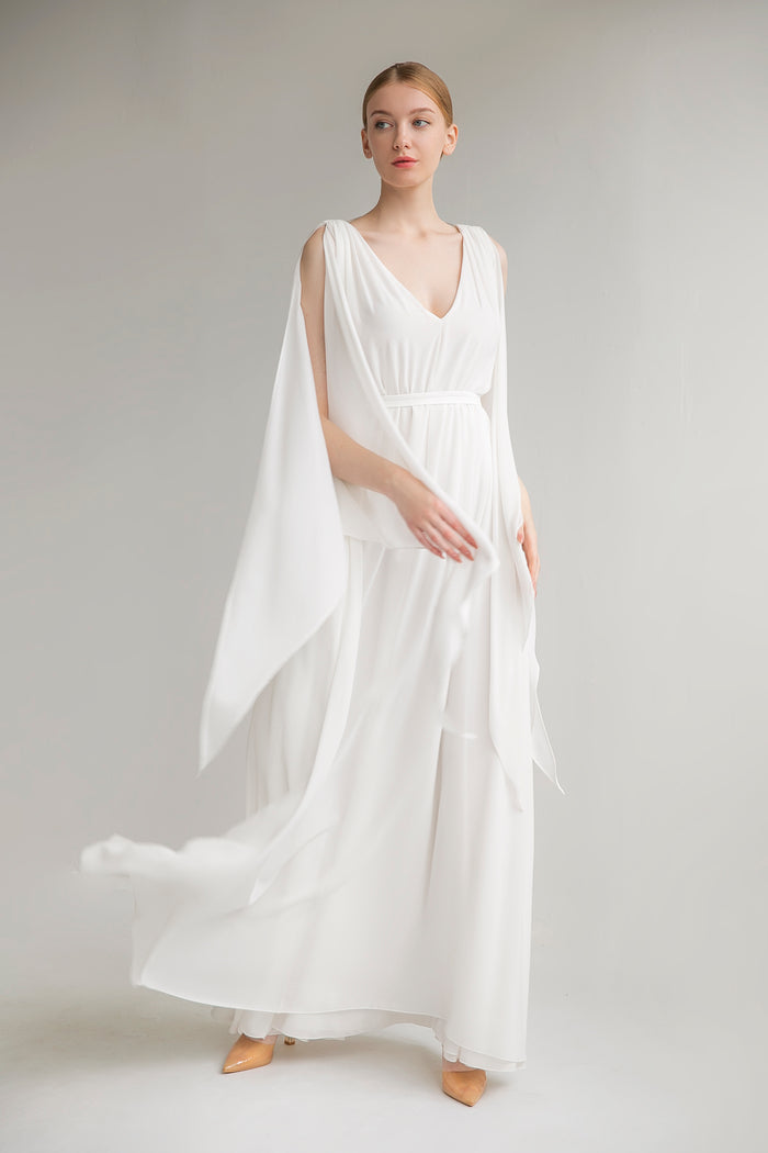 Chiffon Open Back Wedding Dress Joan