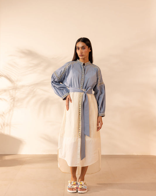 Citrus Glow Dress - Blue + Beige