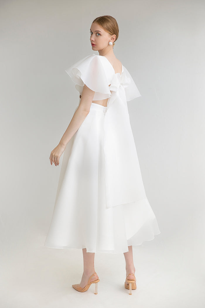 Civil Wedding Dress With Short Sleeve Eulalia Midi