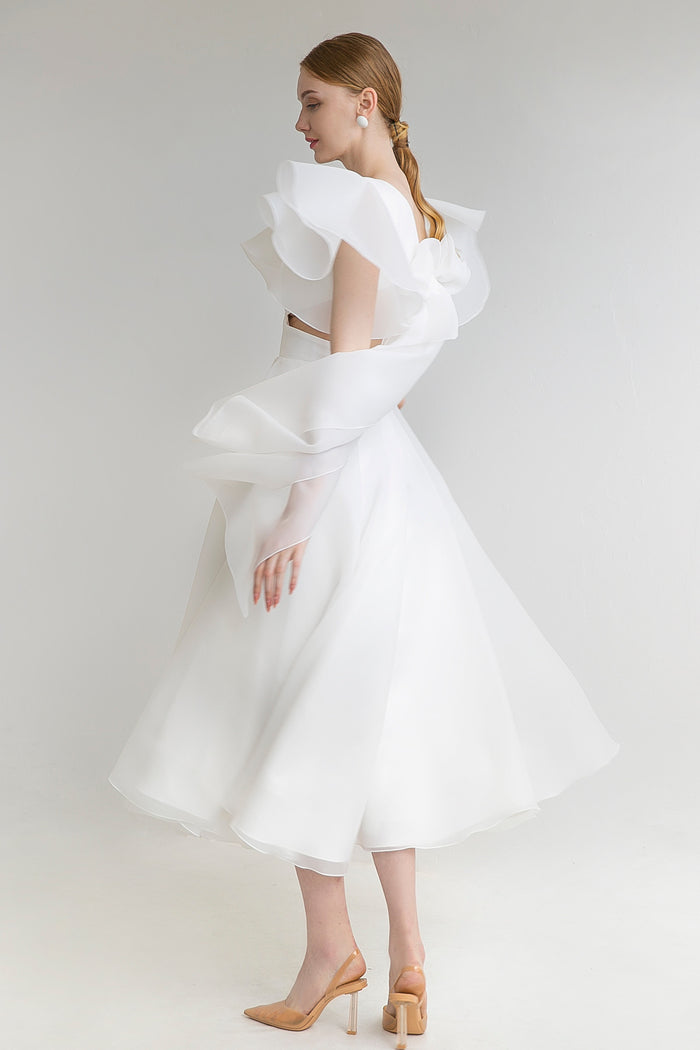 Civil Wedding Dress With Short Sleeve Eulalia Midi