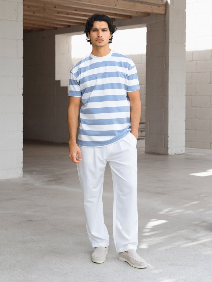 Conrad Relaxed Stripe T-Shirt - Light Blue