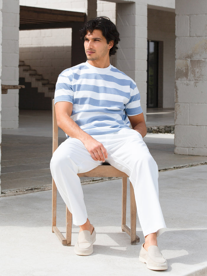 Conrad Relaxed Stripe T-Shirt - Light Blue