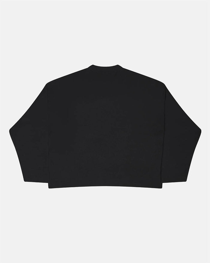 COOL COLD KNIT BLACK - black graphic print knit sweater, back view - Cold Culture