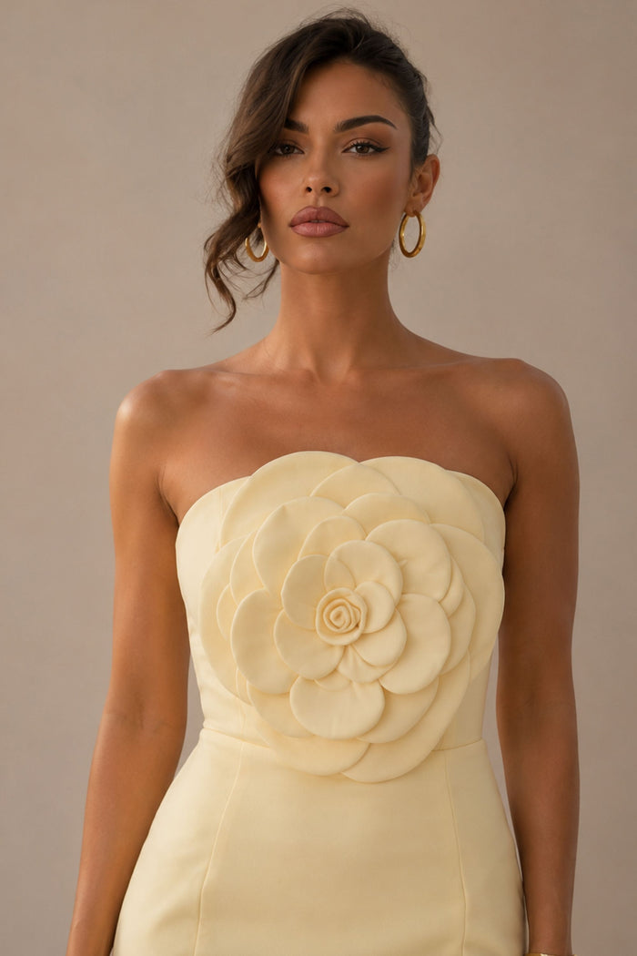 Corsage Mini Dress in yellow