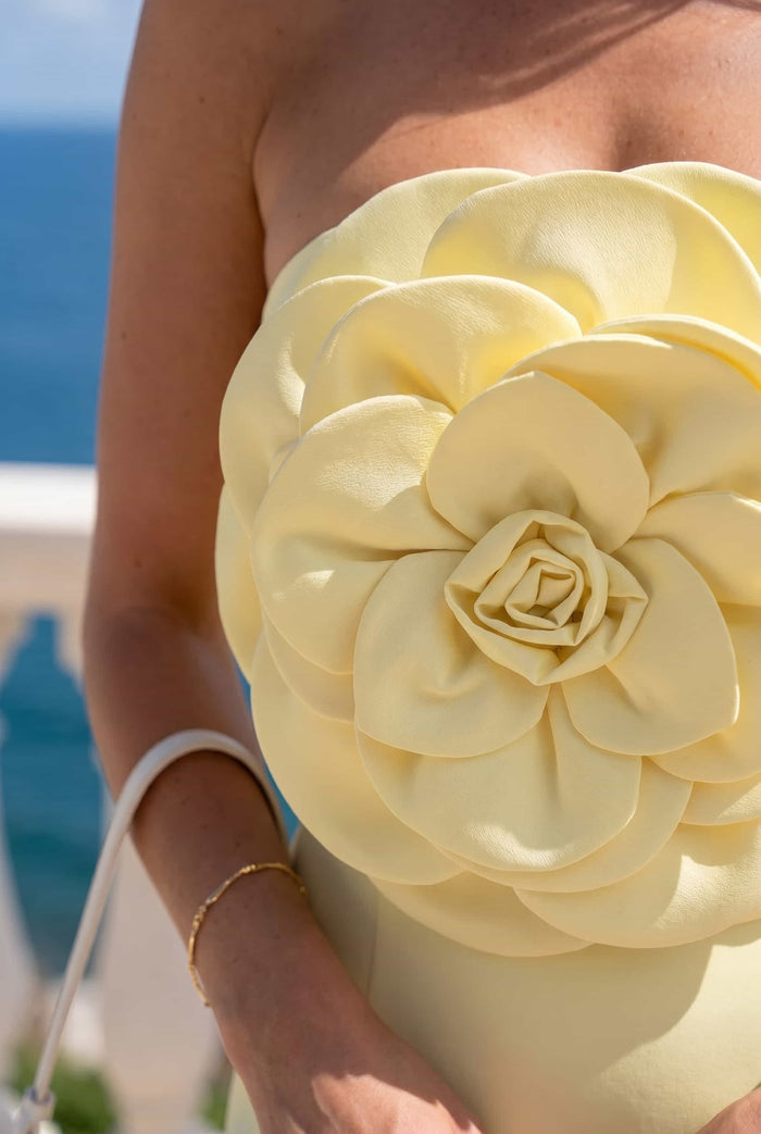 Corsage Mini Dress in yellow