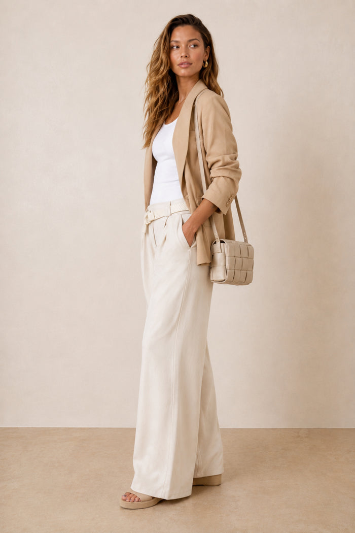 Cream Belted Trouser