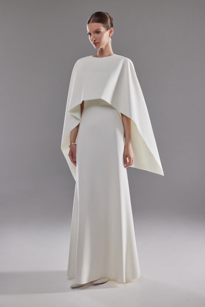 Crepe Bridal Cape Ell | Ivory Bridal Cover Up | Wedding Dress Topper