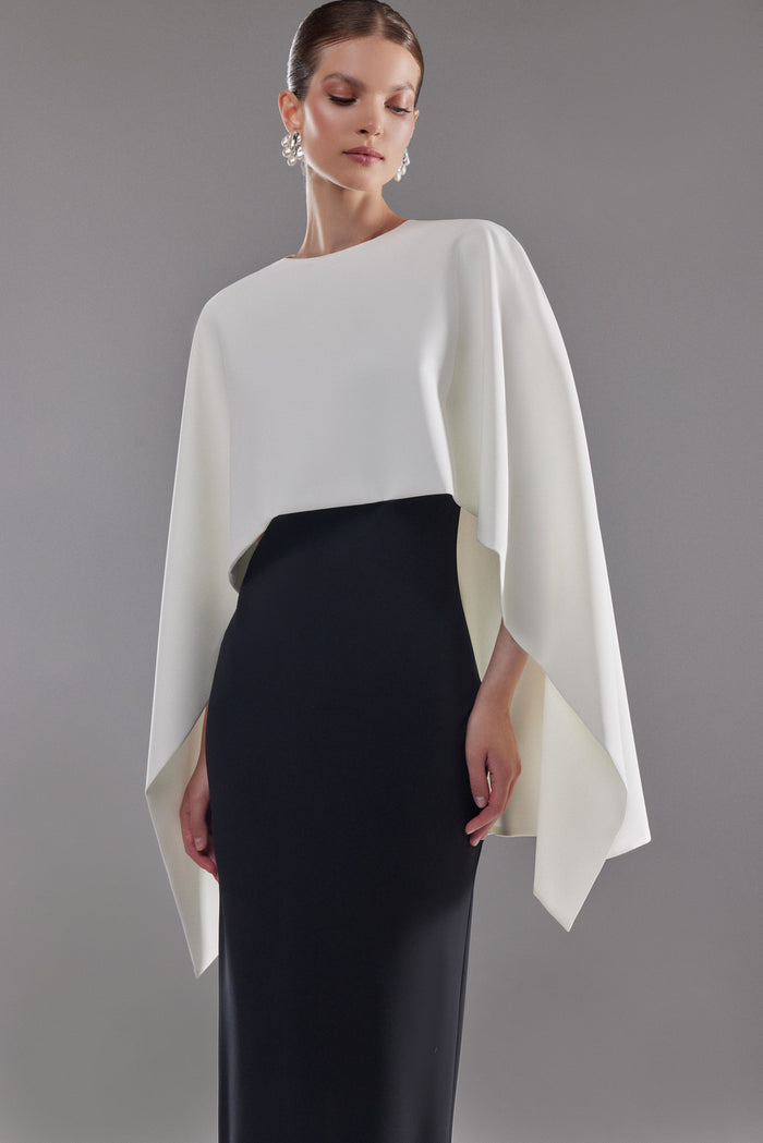 Crepe Bridal Cape Ell | Ivory Bridal Cover Up | Wedding Dress Topper