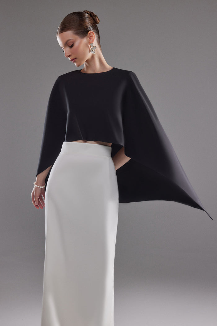 Crepe Bridal Cape Ell | Ivory Bridal Cover Up | Wedding Dress Topper