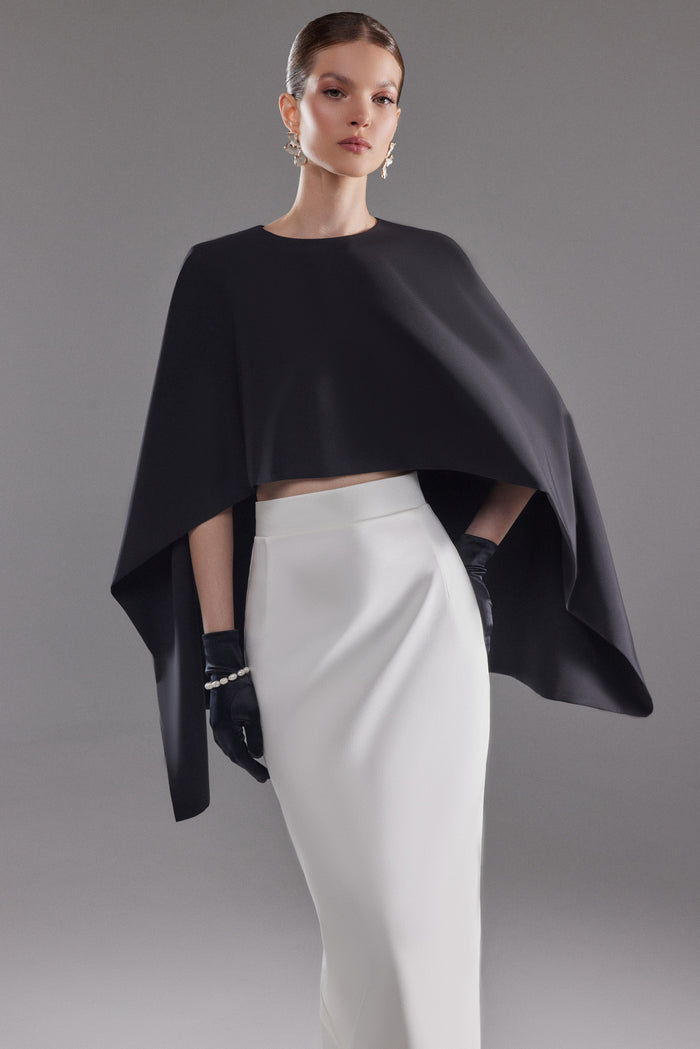 Crepe Bridal Cape Ell | Ivory Bridal Cover Up | Wedding Dress Topper
