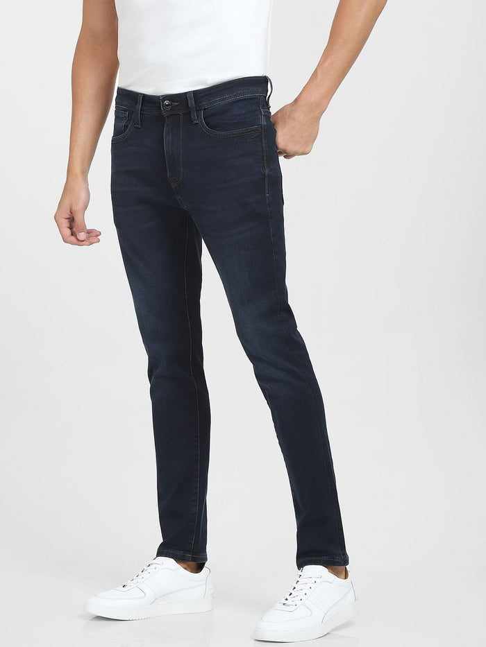 Dark Blue Mid Rise Slim Fit Jeans