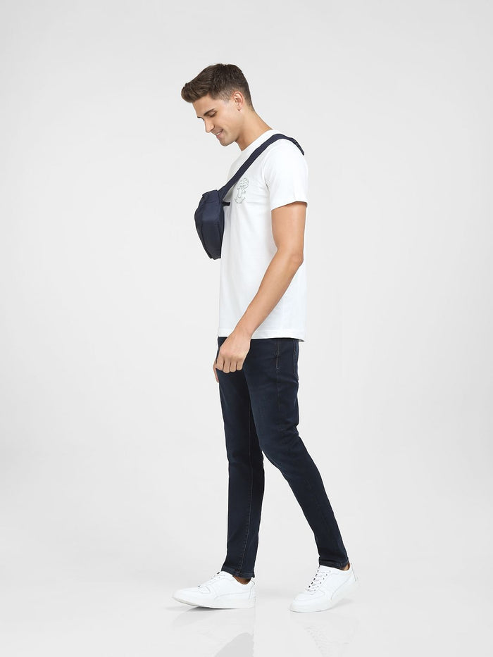 Dark Blue Mid Rise Slim Fit Jeans