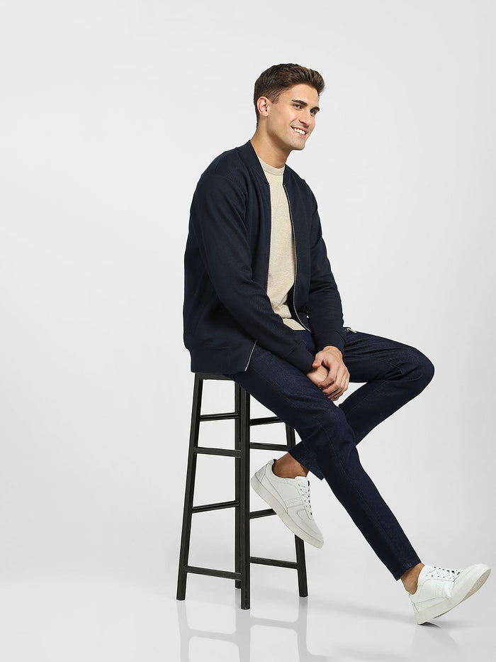 Dark Blue Mid Rise Slim Fit Jeans