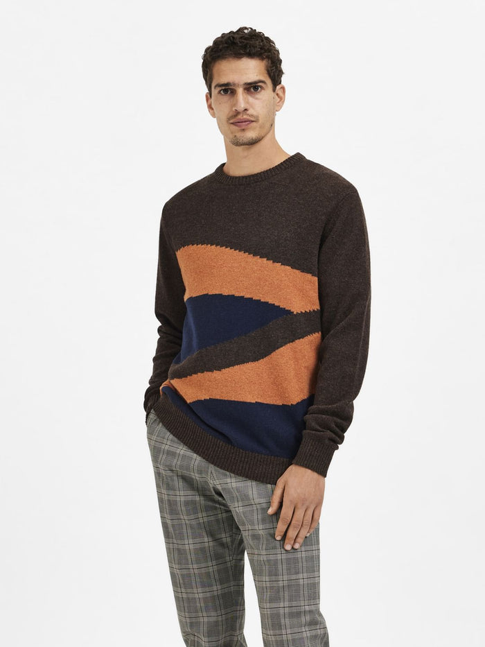 Dark Brown Printed Pullover