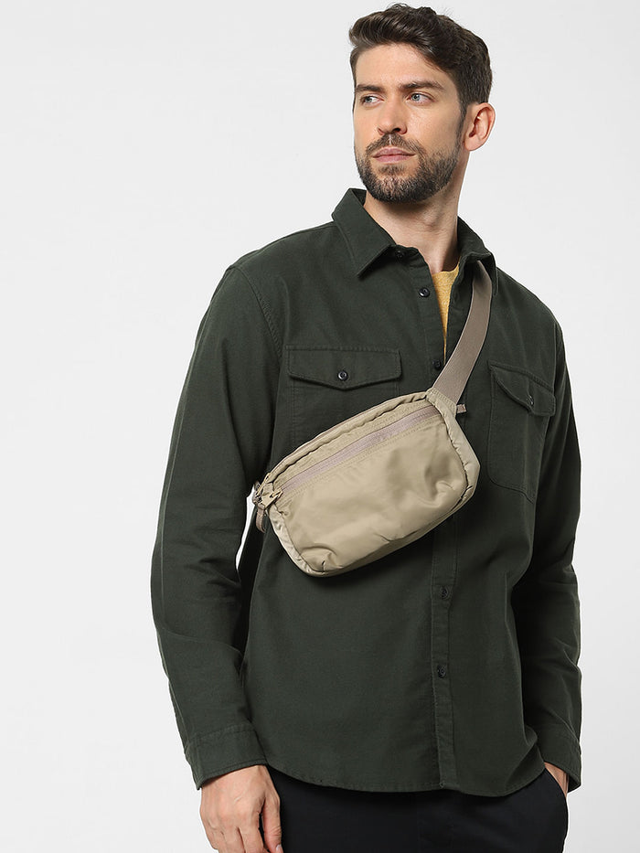 Dark Green Organic Cotton Full Sleeves Overshirt