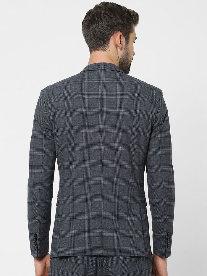 Dark Grey Check Slim Fit Suit Blazer