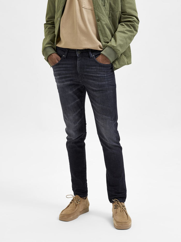 Dark Grey Mid Rise Slim Jeans