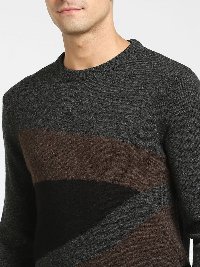 Dark Grey Printed Pullover