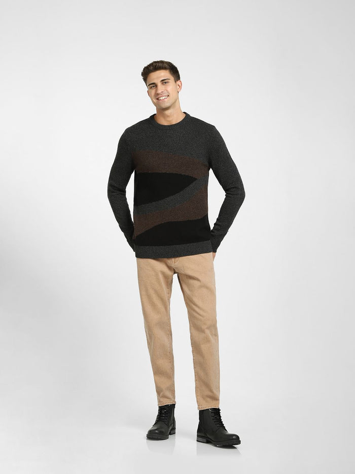 Dark Grey Printed Pullover