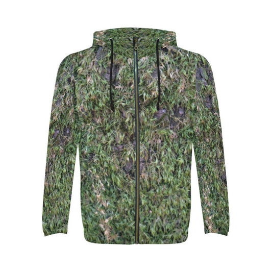 Descendants of the Island Hunt Club Camo Moss Men's All Over Print Full Zip Hoodie (Model H14)
