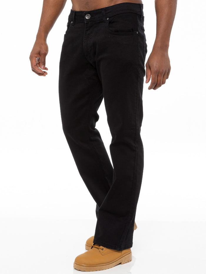 EZ401 Designer Mens Black Bootcut Denim Jeans  | Enzo Designer Menswear ENZO RAWDENIM
