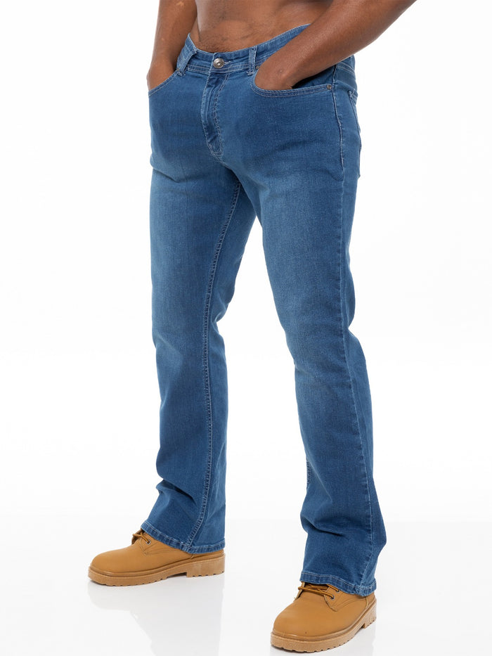 EZ401 Designer Mens Light Blue Bootcut Denim Jeans  | Enzo Designer Menswear ENZO RAWDENIM